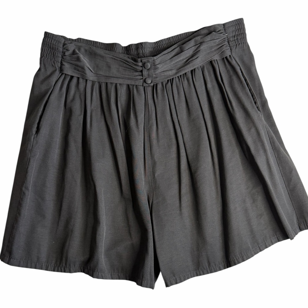 Vintage Gitano Black Womans High Waist Pleated Shorts Large